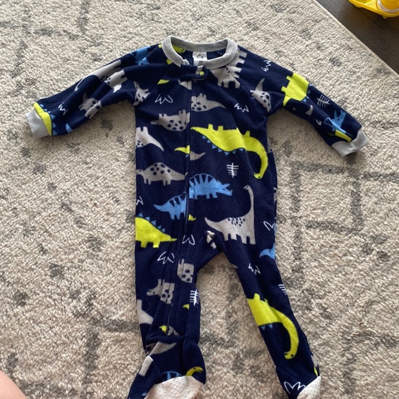 Long Sleeve Fleece Dinosaur Footed Pajamas - Picture 3 of 11